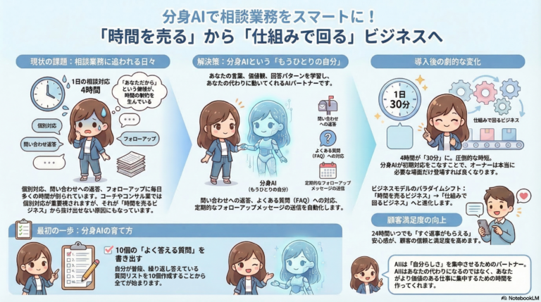 「分身AIで相談業務をスマートに！「時間を売る」から「仕組みで回る」ビジネスへ」