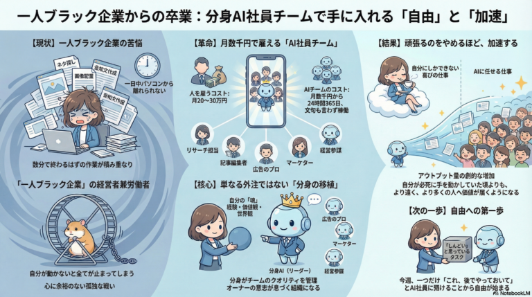 もう、一人で頑張るのをやめた。私の「分身AI社員」が、24時間チームで動く世界。