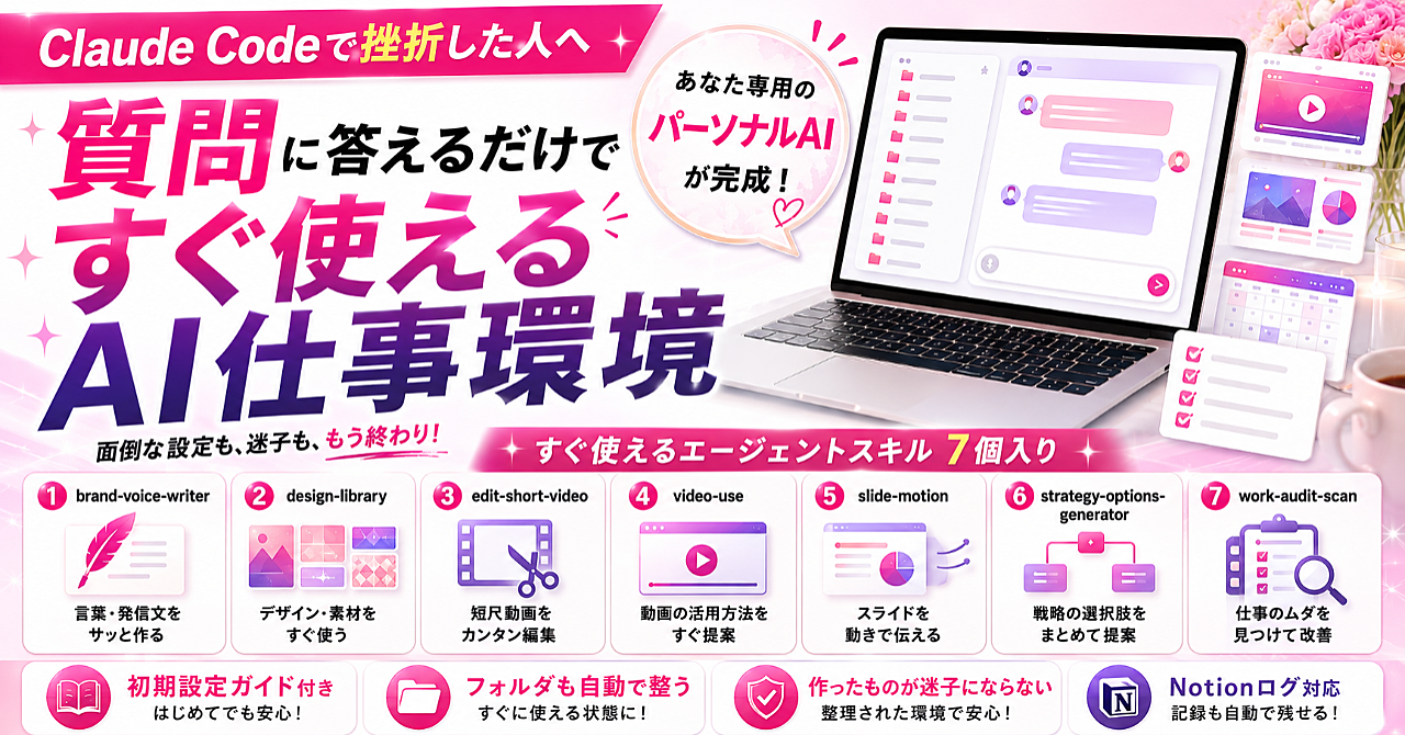 質問に答えるだけですぐ使えるAI仕事環境｜パーソナルAIスターターOSセット